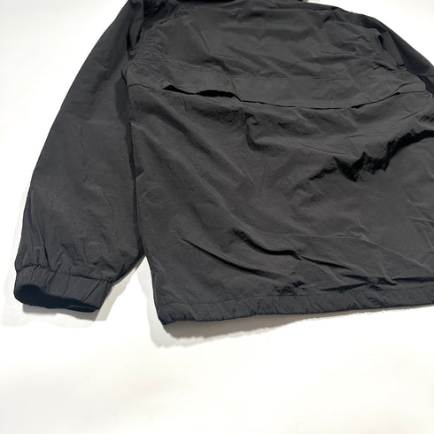 PRO CLUB プロクラブ ブラック アノラックフーデッドジャケット フード付き パーカー メタリックナイロン ハーフジップ ワッペン センターロゴ ドローコード