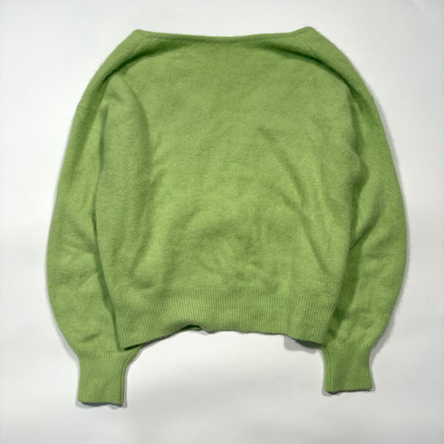 AEWEN MATOPH イウエンマトフ ラクーンファー カーディガン ゆったり ふわふわ ニット グリーン