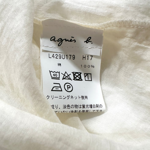 agnes.b アニエスべー ビッグカラー シアー シャツ ブラウス リボン シフォン