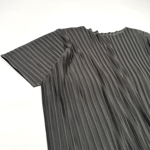 PLEATS PLEASE プリーツプリーズ イッセイミヤケ プリーツ ワンピース チュニック 半袖 オーバーサイズ ワイドサイズ ゆったり 大きめ グレー 灰色 美品 Lサイズ