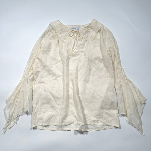 agnes.b アニエスべー ビッグカラー シアー シャツ ブラウス リボン シフォン