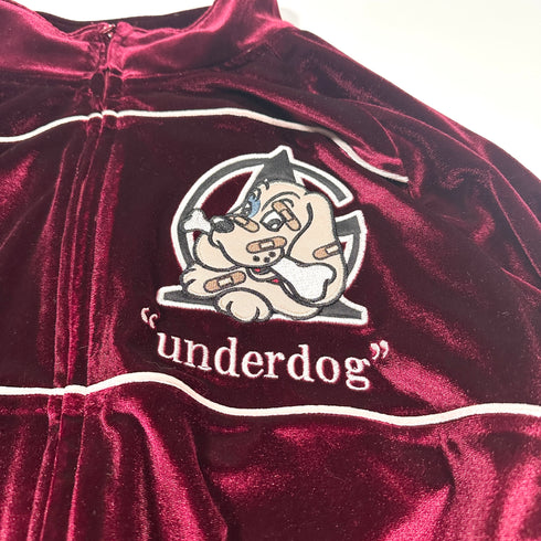 GALFY ガルフィー セットアップ ベロア トラックスーツ トラックジャケット トラックパンツ レッド ボルドー ベルベット ジャージ 刺繍 XL 大型犬 やんちゃ系 Y2K