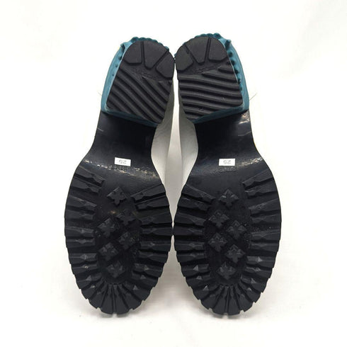 hazama ハザマ 宣戦布告のヒールブーツ 25 レザー サイドゴア ジップ ホワイト グリーン