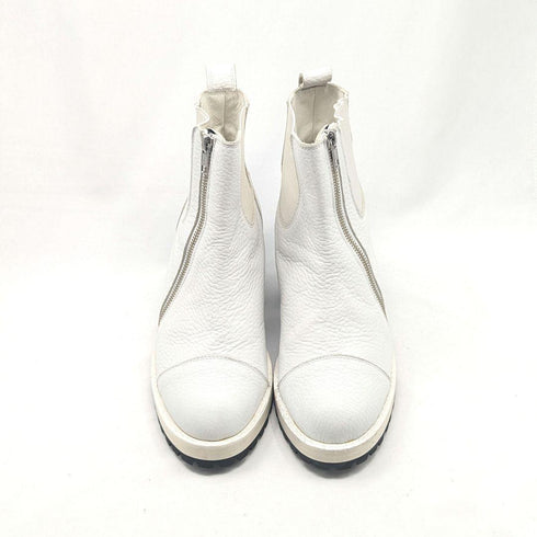 hazama ハザマ 宣戦布告のヒールブーツ 25 レザー サイドゴア ジップ ホワイト グリーン