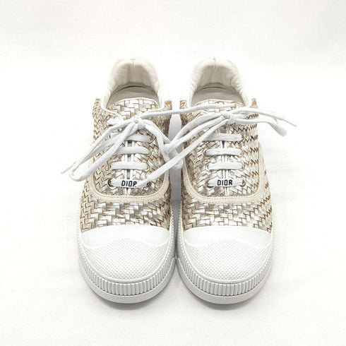 Christian Dior クリスチャンディオール D-SMASH メッシュ レザー ヒールロゴ スニーカー 37 ブロンズ ホワイト