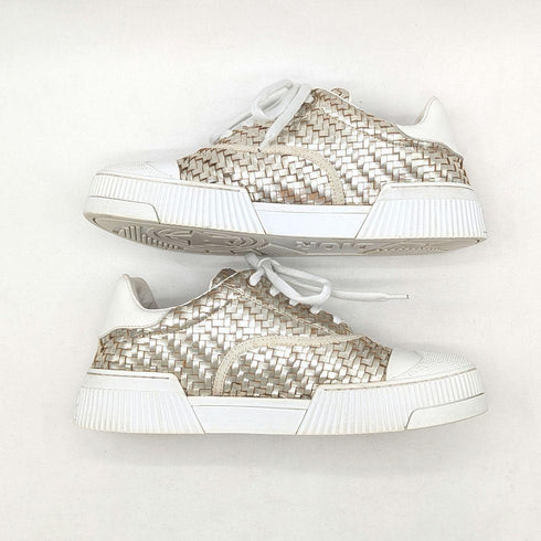 Christian Dior クリスチャンディオール D-SMASH メッシュ レザー ヒールロゴ スニーカー 37 ブロンズ ホワイト