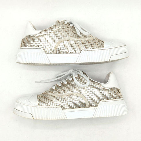 Christian Dior クリスチャンディオール D-SMASH メッシュ レザー ヒールロゴ スニーカー 37 ブロンズ ホワイト