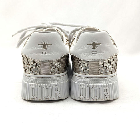 Christian Dior クリスチャンディオール D-SMASH メッシュ レザー ヒールロゴ スニーカー 37 ブロンズ ホワイト